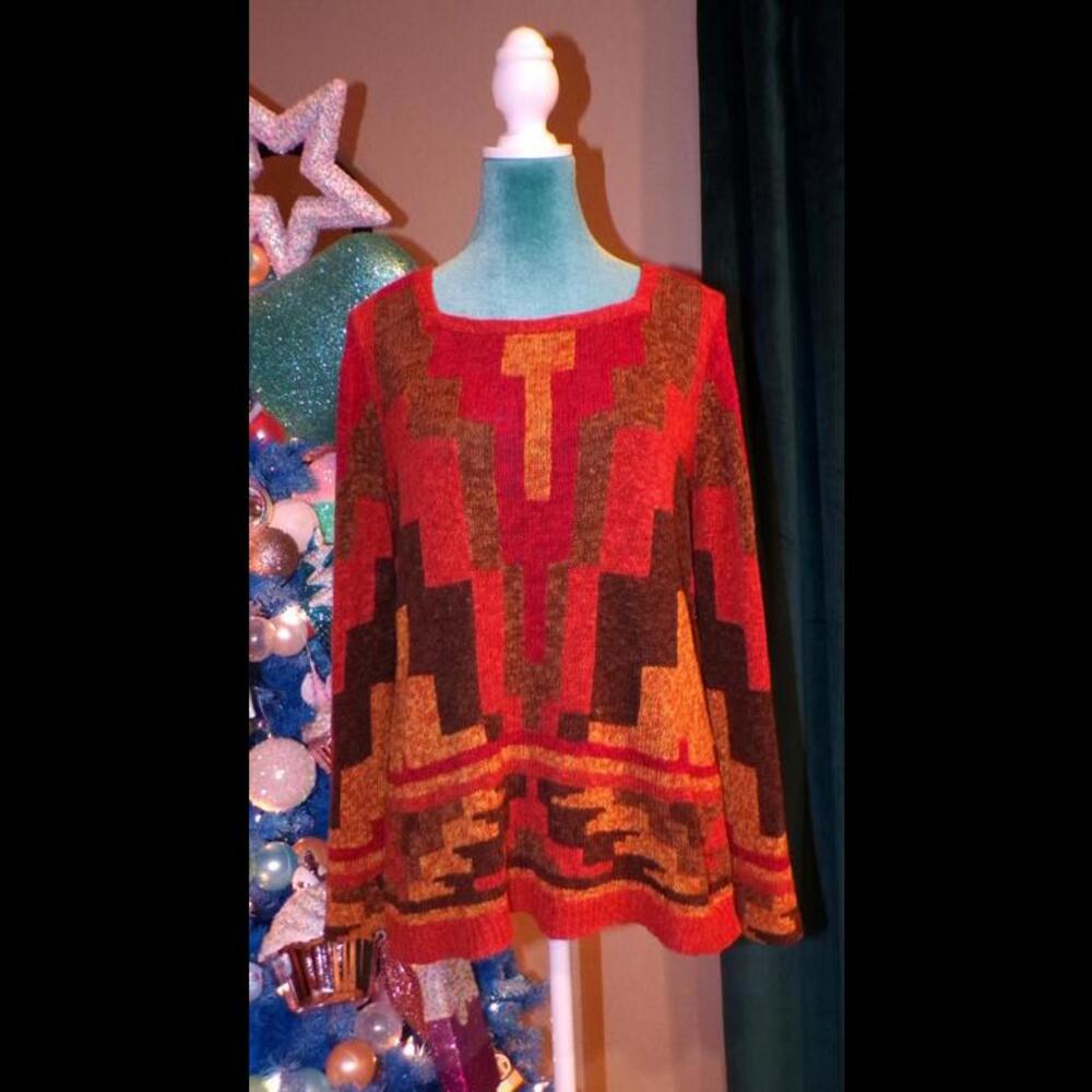 Territory Ahead Women's Colorful Geometric Knit Sweater, Size Medium